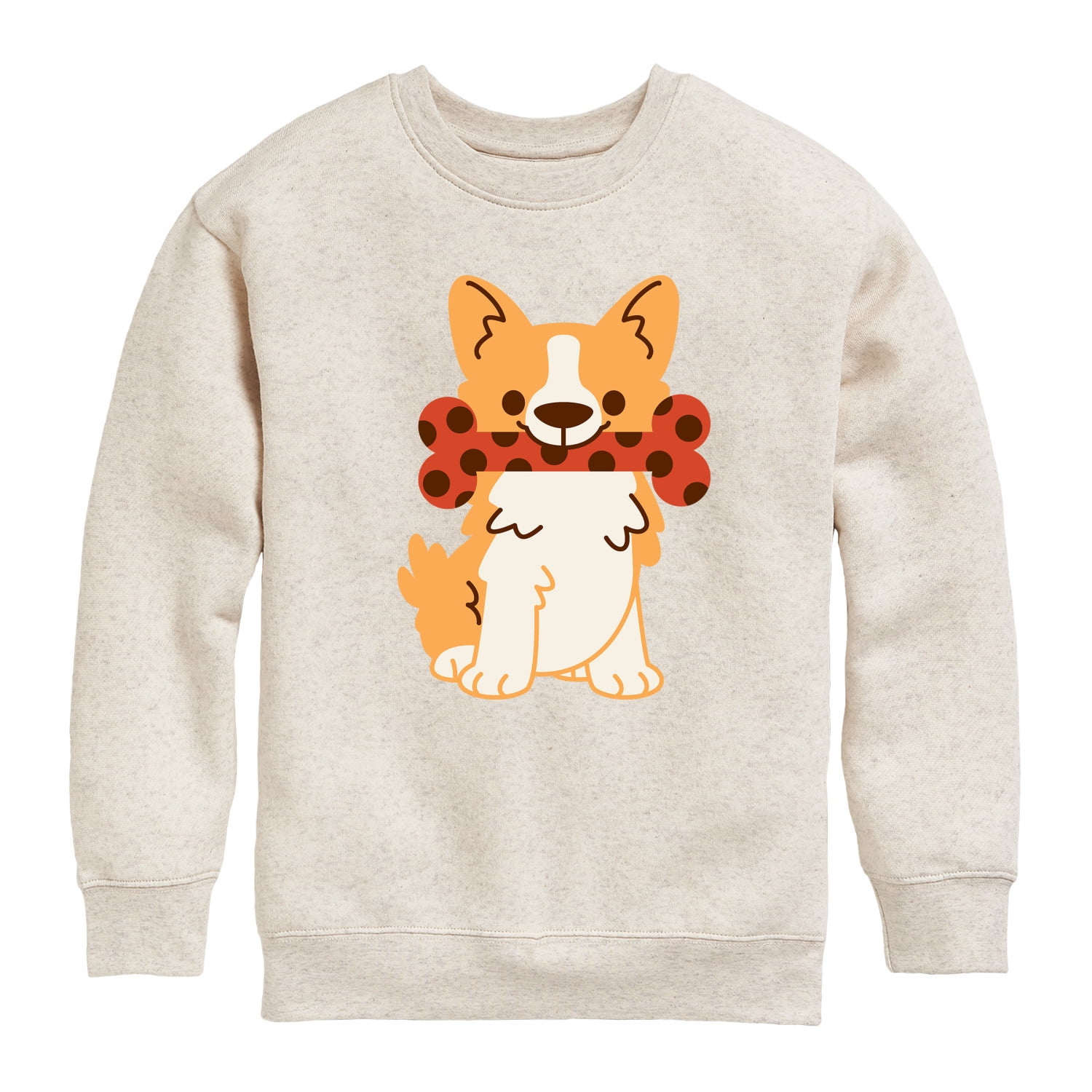 Corgi With Bone - Toddler And Youth Crewneck Fleece Sweatshirt 