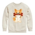 thumbnail image 1 of Corgi With Bone  - Toddler And Youth Crewneck Fleece Sweatshirt, 1 of 6