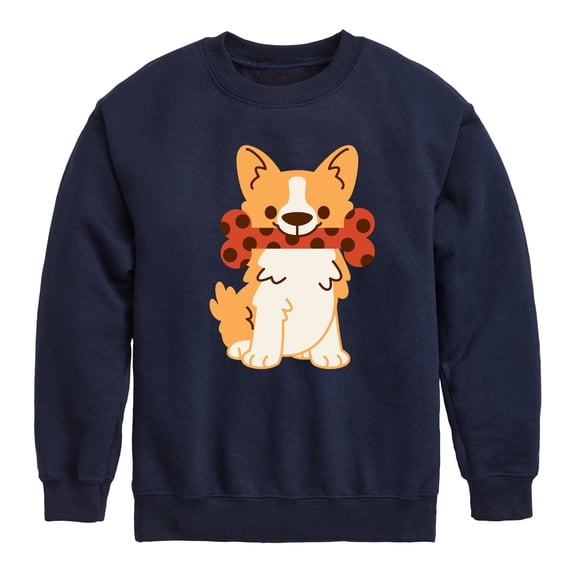 Corgi With Bone - Toddler And Youth Crewneck Fleece Sweatshirt