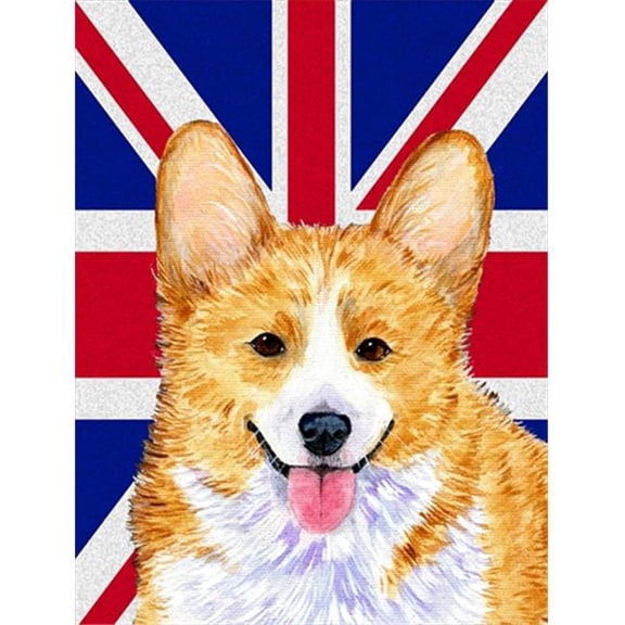 Corgi With English Union Jack British Flag Flag Canvas House Size