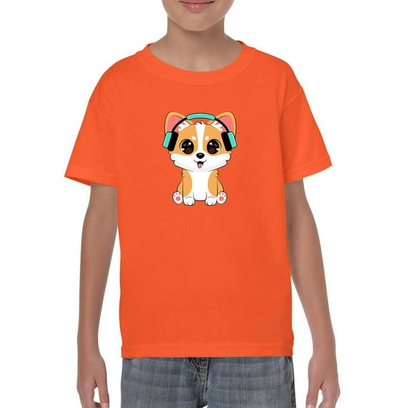 Corgi With Headsets T-Shirt Juniors -Image by Shutterstock, x-Small