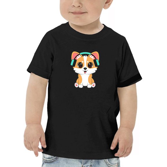 Corgi With Headsets T-Shirt Toddler -Image by Shutterstock,  4 Toddler