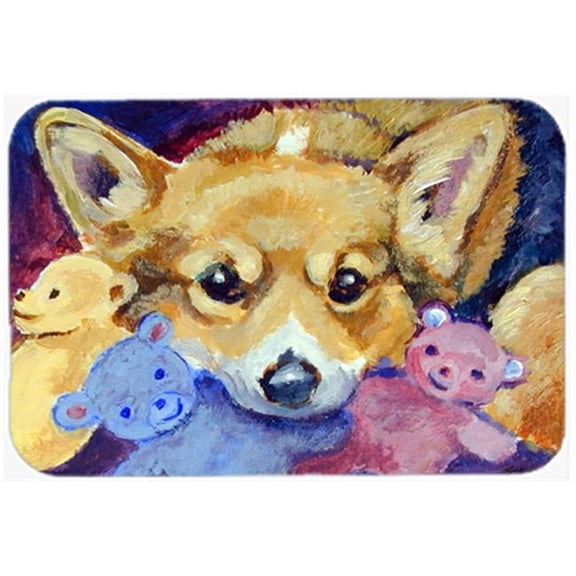 Corgi With all the toys Glass Cutting Board - Large