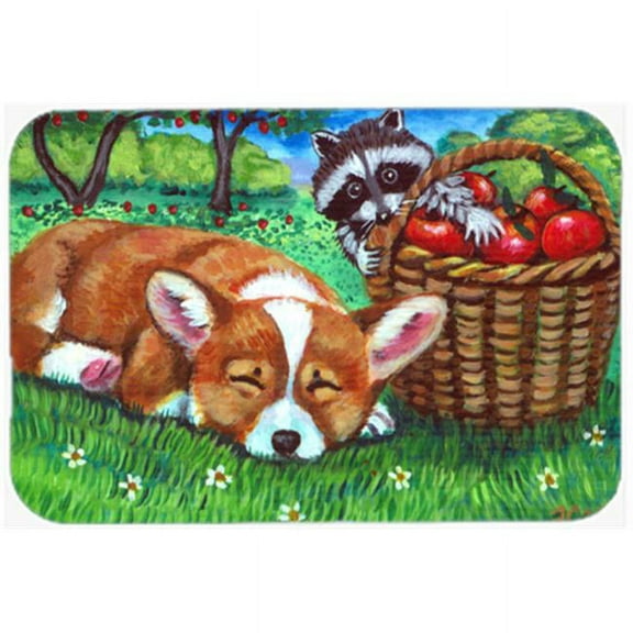 Corgi With the Racoon Apple Thief Glass Cutting Board - Large