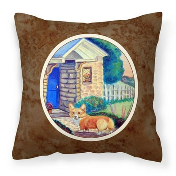 Corgi at the Cottage Fabric Decorative Pillow