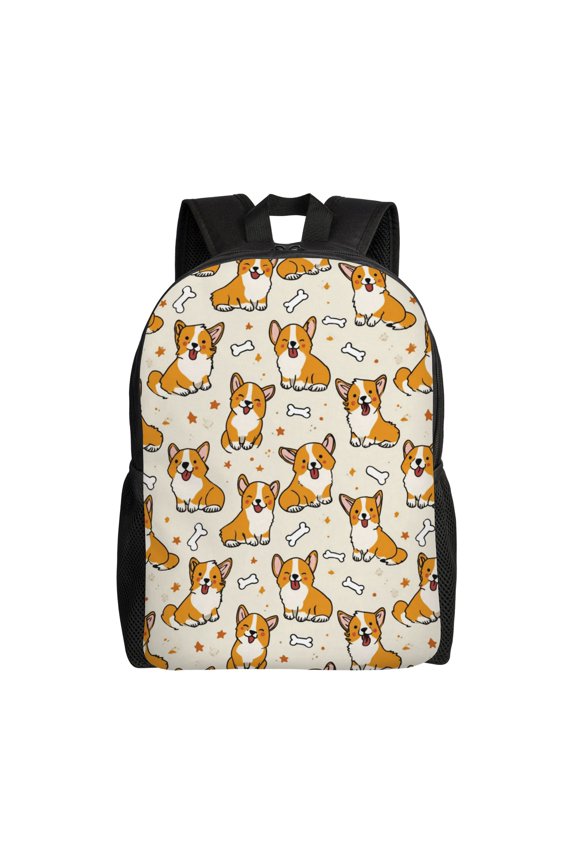 Corgi pattern design Backpack with 15 Inch Laptop Compartment,Water-Resistant Daypack, Large Capacity Backpack with Adjustable Breathable Shoulder Straps for Daily Use Travel Gym