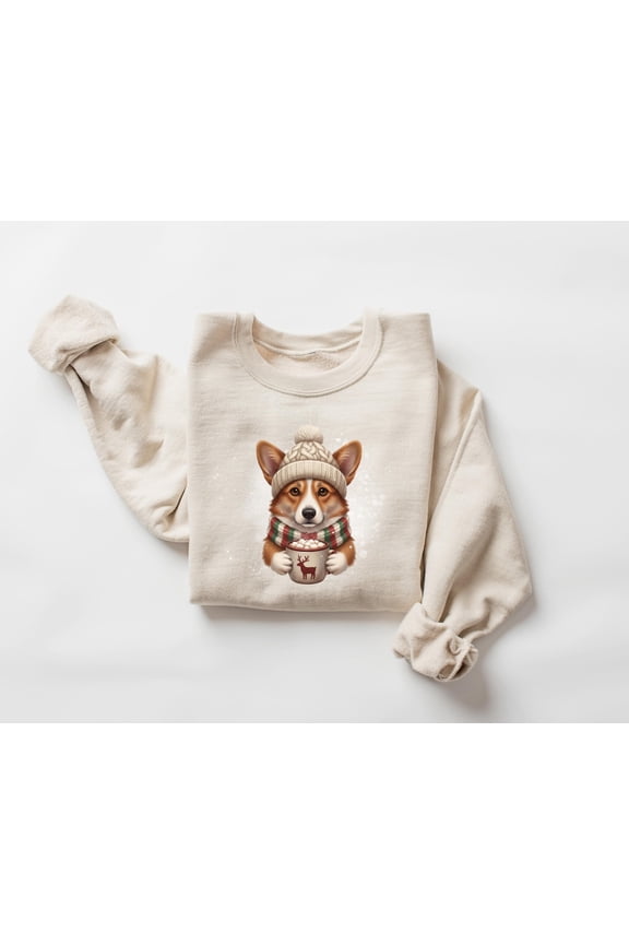 Corgi season Sweatshirt, Cozy season Dog Shirt, Cute Corgi Cocoa Sweater, Festive Pup, Unisex Winter Jumper, Corgi Lover Sweater, F7158 Tshirt All Size S-5XL