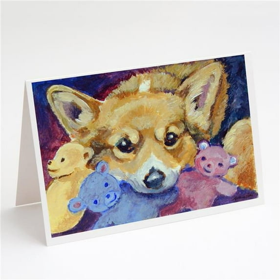 Corgi with All the Toys Greeting Cards & Envelopes - Pack of 8