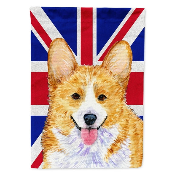 Corgi with English Union Jack British Flag House Flag