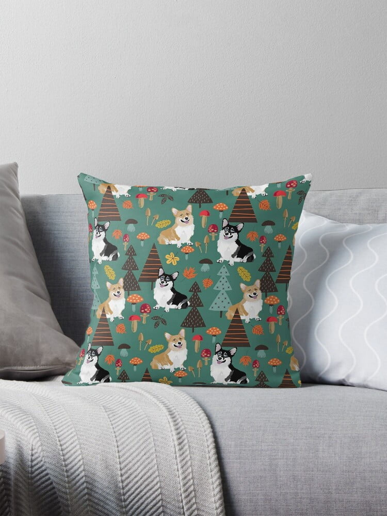 In Fall Forest Dark Teal Throw Pillow Covers Cases Cushion