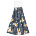 thumbnail image 1 of Corgis Poses Flower Pattern Hand Towels 2 Pack Quick Dry Velvet Soft with Velcro Kitchen Bath 14x18in, 1 of 7