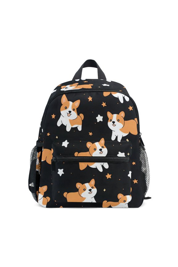 Corgis Star Pattern Mini Backpack Cute Small Backpack with Chest Strap and Whistle Ages 3-8