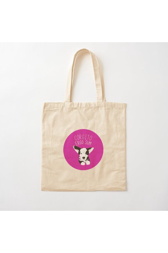 Corgito Ergo Sum Version 2 Canvas Tote Bags, Reusable Shopping Bag