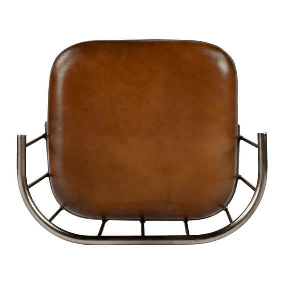 Coriander Iron & Leather Counter Stool - Brown