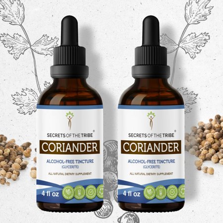 Coriander Tincture Alcohol-FREE Extract, Dried Coriander (Coriandrum sativum) Dried Seed 2x4 oz