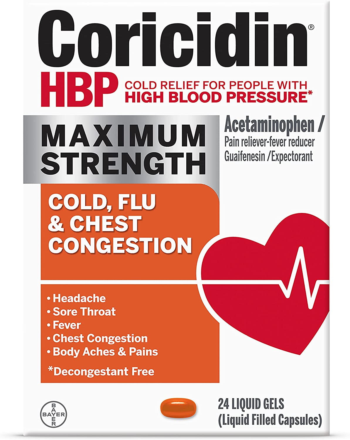 Coricidin HBP, DecongestantFree Cold Symptom Relief for People with