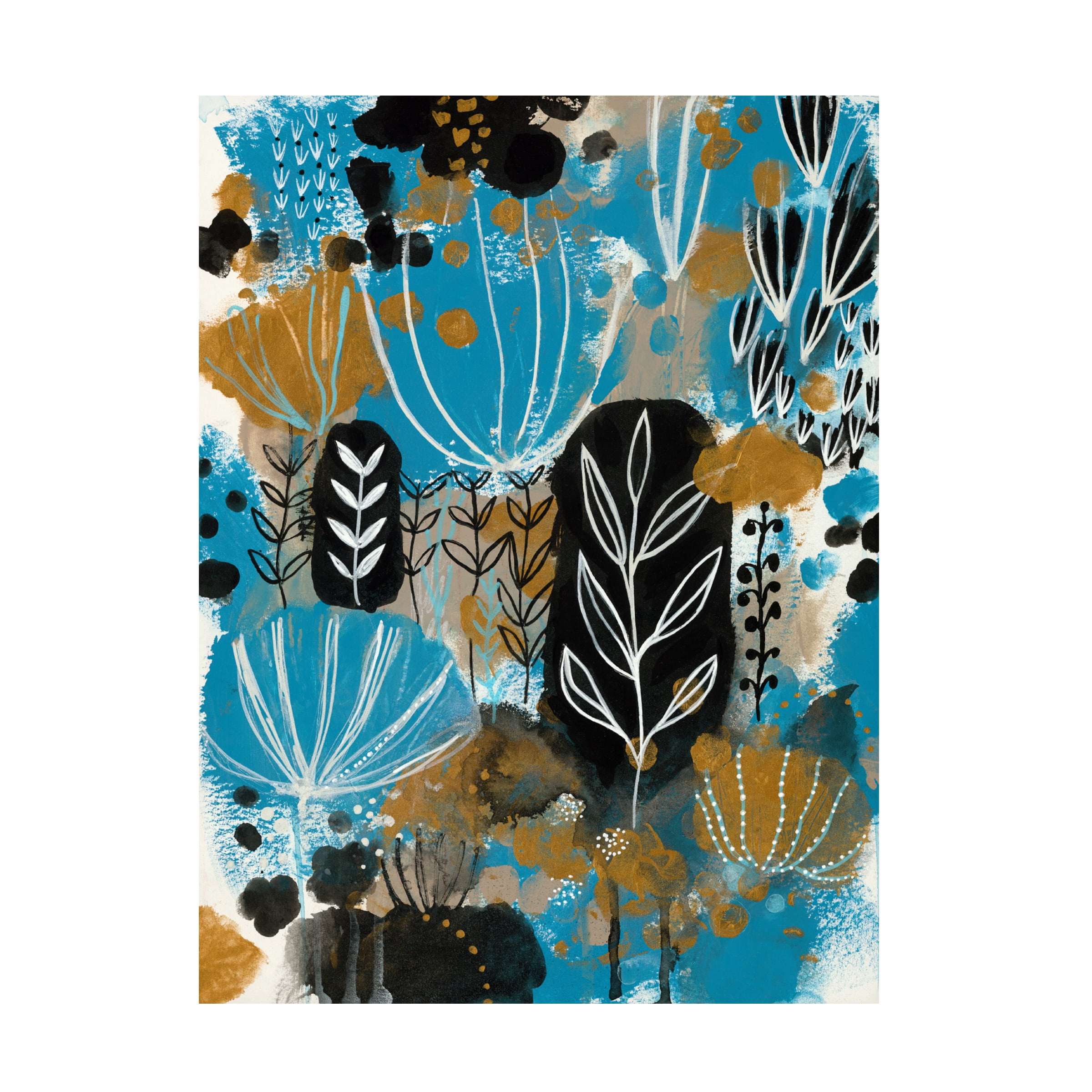 Corina Capri Floral Canvas Art in Blue and Black