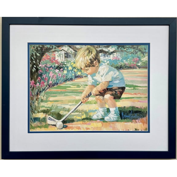 Corinne Hartley "Just Like Dad" New CUSTOM FRAMED Art Lithograph Golf Cute Kids Generic