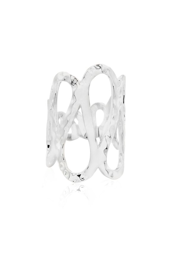 Wide Band Open Cut Statement Ring - Waterproof Stainless Steel Fashion Ring Size 8 Jewelry Ring