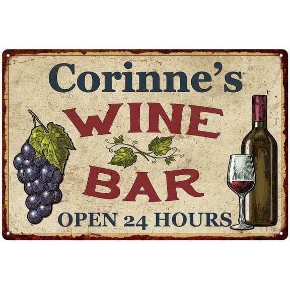 Corinne's Rustic Wine Bar Sign Wall Dcor Kitchen Gift 12x18 Metal 112180056778