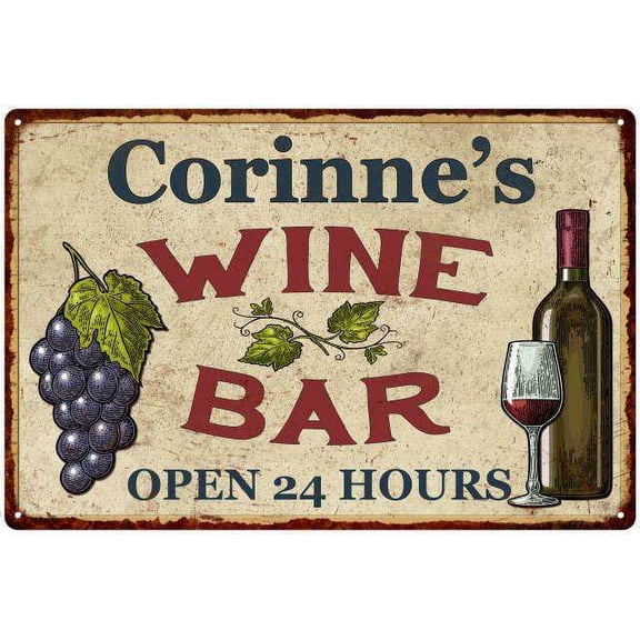 Corinne's Rustic Wine Bar Sign Wall Decor Kitchen Gift 8 x 12 High Gloss Metal 208120056778