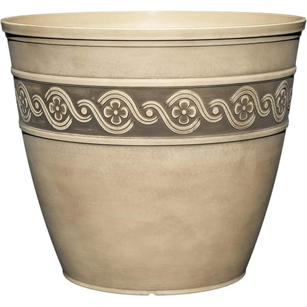 Corinthian Resin Flower Pot Planter, Concrete Grey, 13"