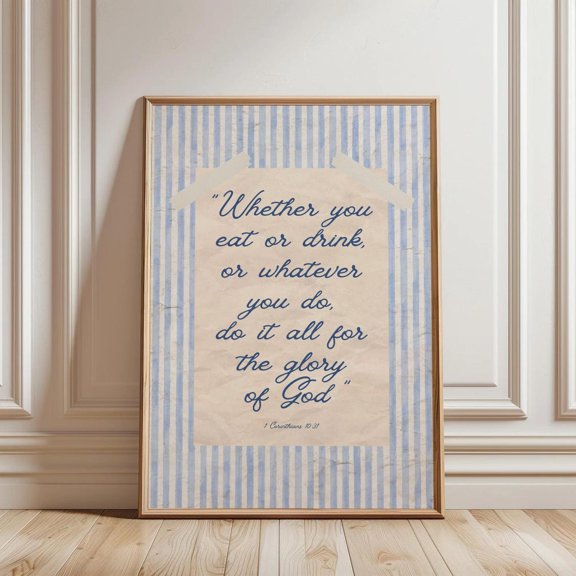 Corinthians Christian Coastal Stripe Scripture Wall Decor Unframed Paper Print
