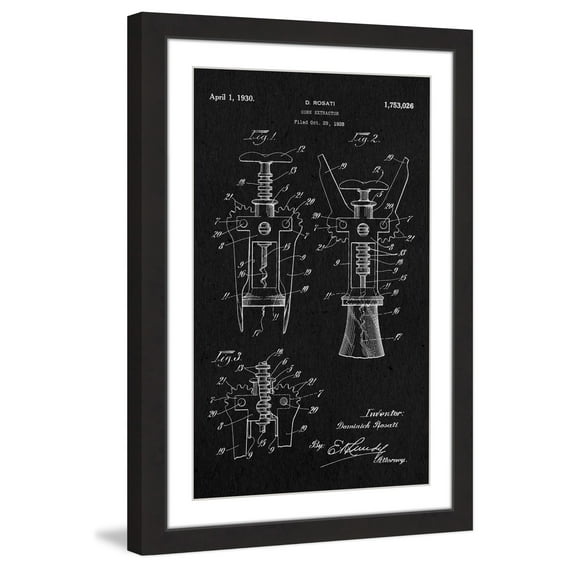 "Cork 1928 Black Paper" Framed Painting Art Print, 12" x 1.5"