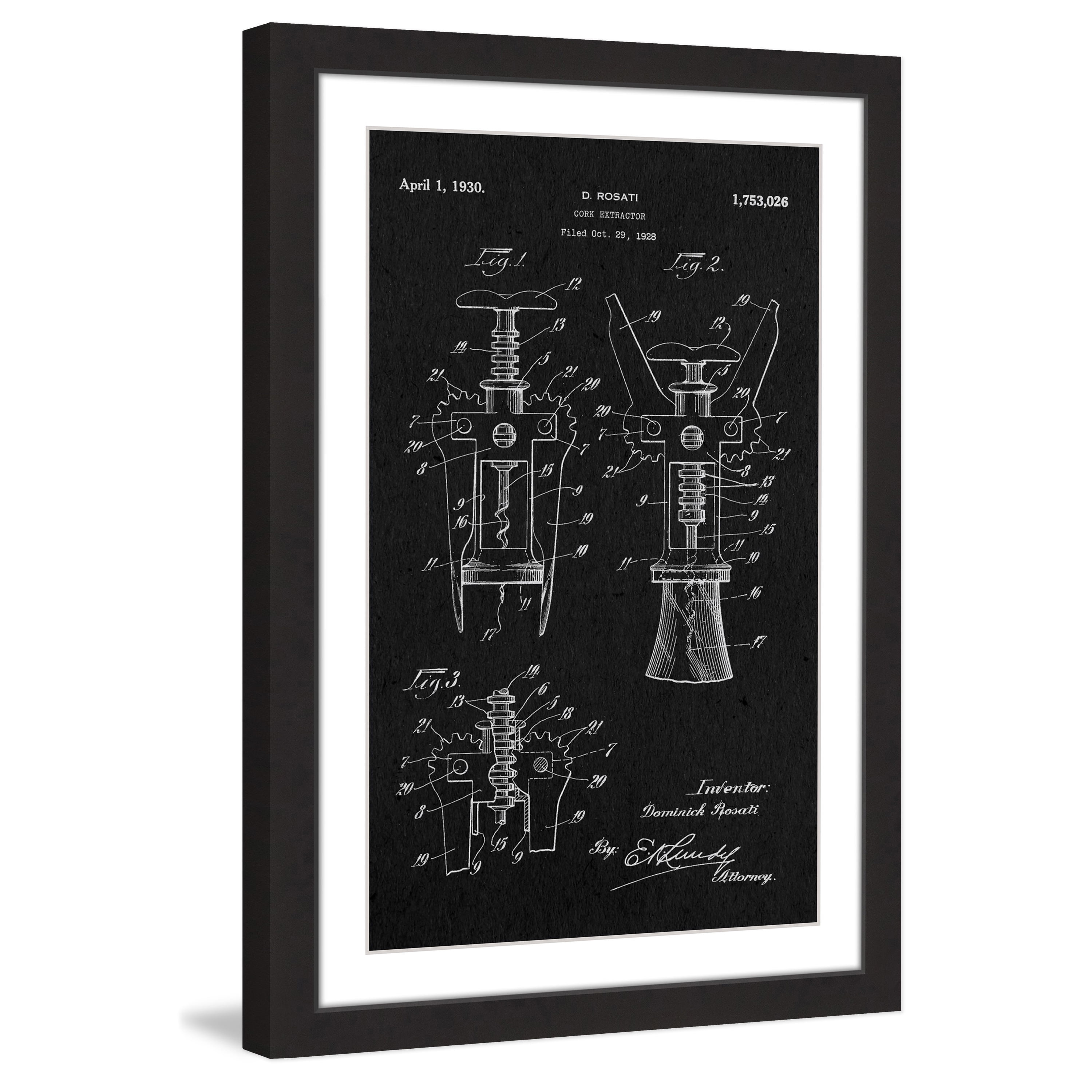 "Cork 1928 Black Paper" Framed Painting Art Print, 24" x 1.5"