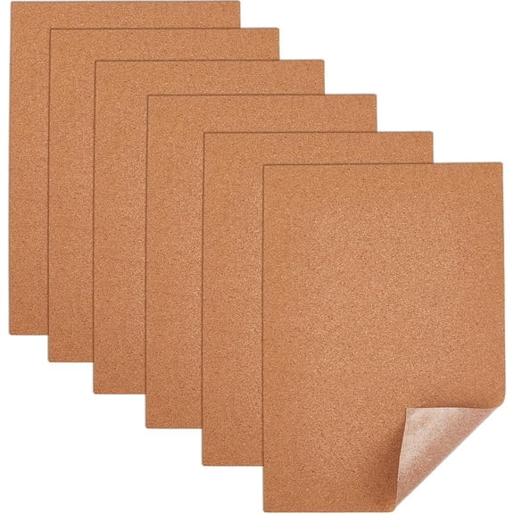 Cork 6Pcs 11.69 x 8.27 x 0.08 Inch Adhesive Cork Coaster Cork Board Sheet Sandy Brown Rectangle Insulation Cup Mat Bottoms Backing Corkboards Tiles for Drinks Supplies DIY Crafts Wall Decoration Cork