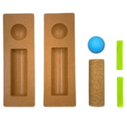 Cork Balance Board Set, Incl. Massage Ball, Yoga Column & Foot Band, Natural Cork, Non-Slip Textured, Enhances Balance and Ankle Stability, Compact Home Fitness, All Ages