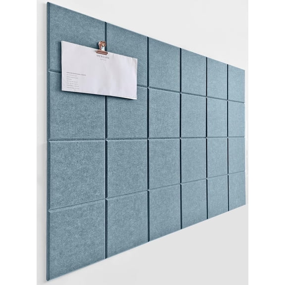 Cork Board 24 x36 Alternative - 6 Pack Felt Wall Tiles with Safe Removable Adhesive Tabs, Cork Boards for Walls Home Office Pin Board Tack Board Cork Board - Gray Blue