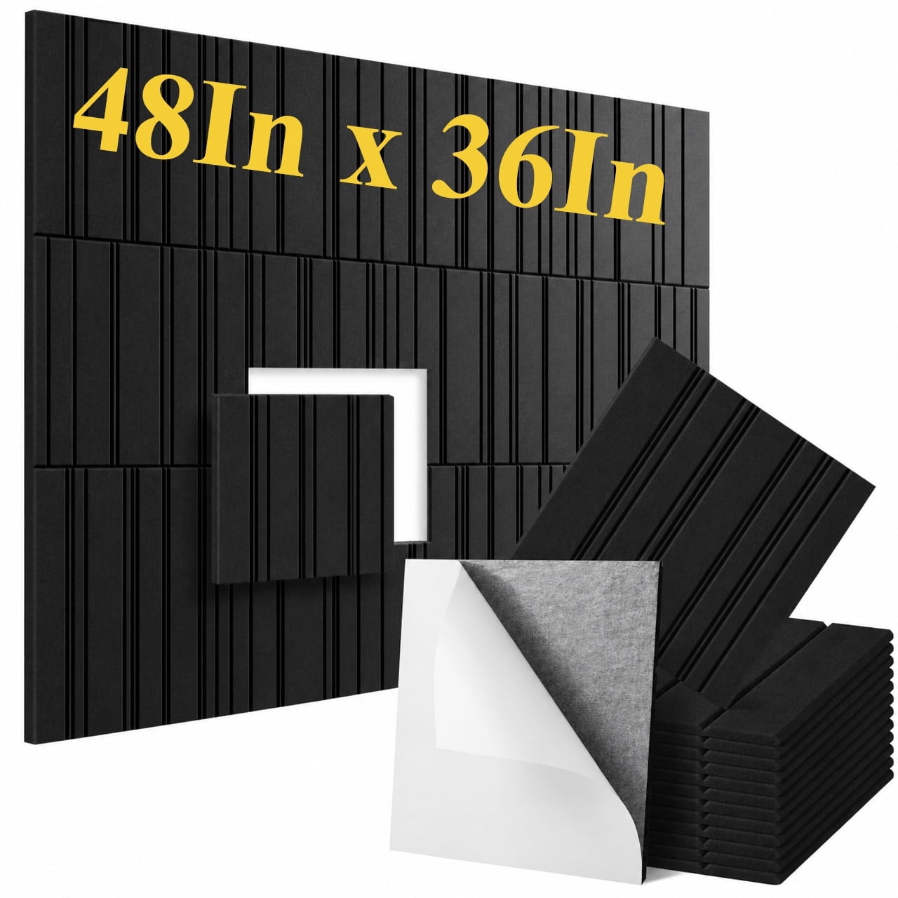 Merryhome Large Cork Boards for Walls, 48" x 36" 3D Wood-Grain Soundproof Panels, Felt Wall Tiles for Office Pin Board Tack Board Cork Boards, 12 Pack