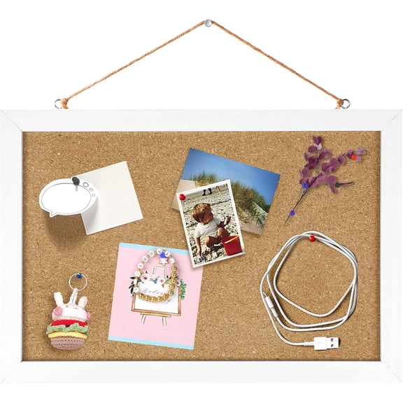 Cork Board Bulletin Board 12 .8  with Rectangle White Frame  Pin for Walls Office Message Board or Vision Board Decoration