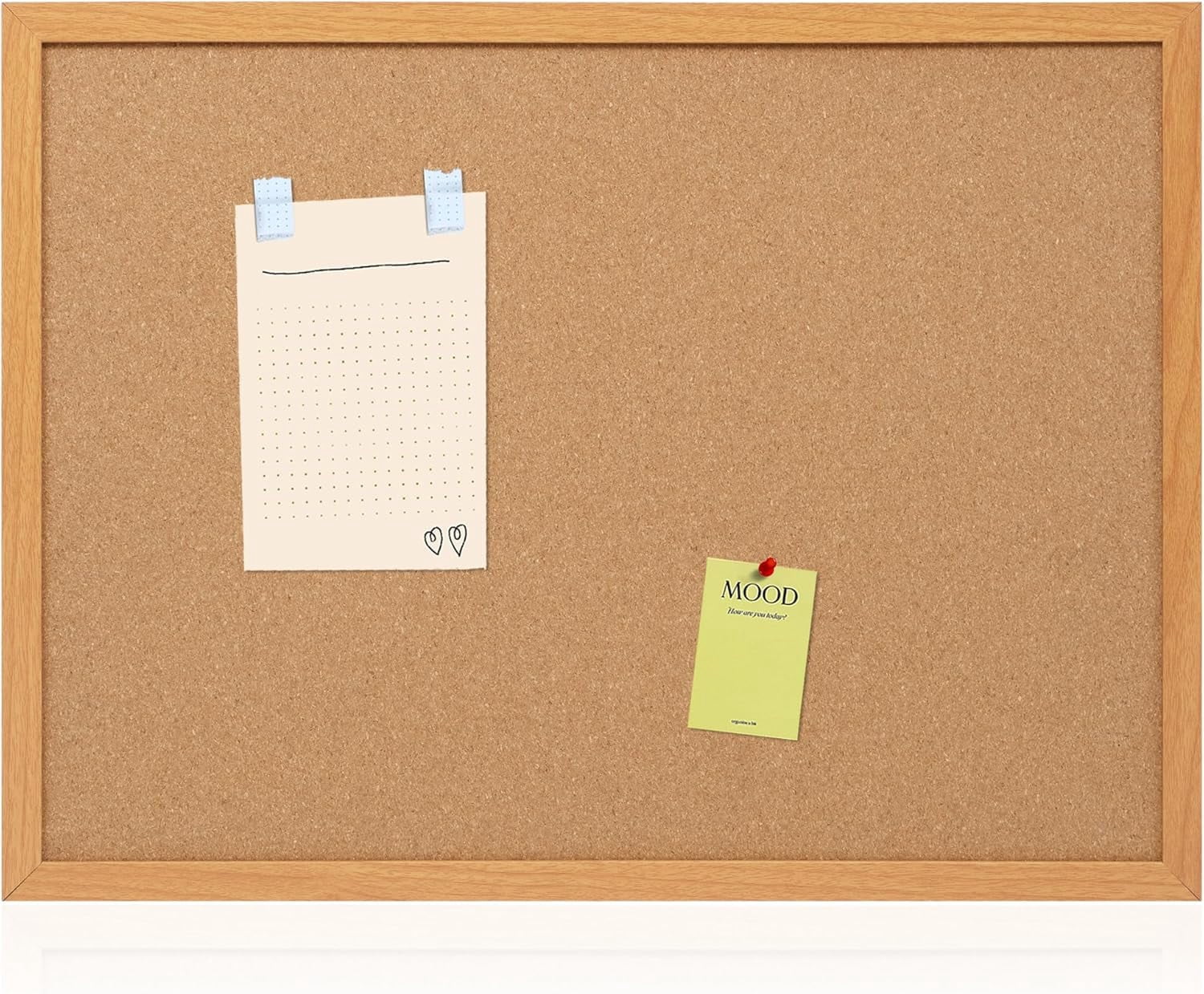 Cork Board Bulletin Board 36 x 24 Inches Cork Notice Pin Board Memo Board with Brown Wooden Frame for Display Home Decor Office Kitchen