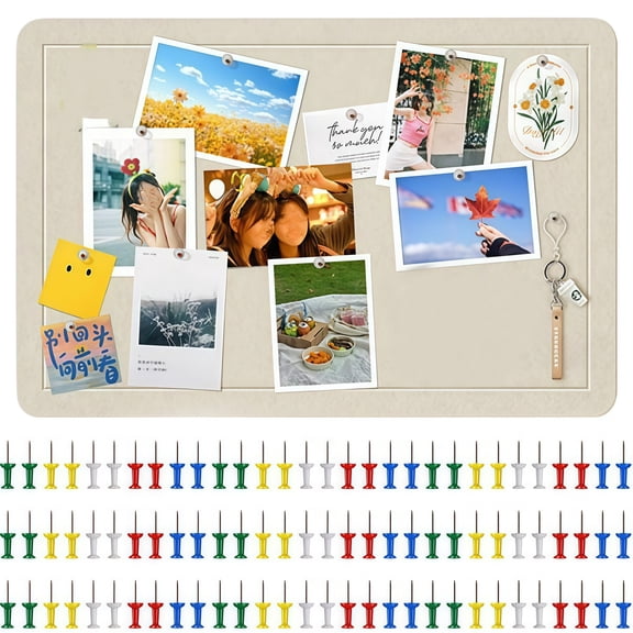 Cork Board Bulletin Board -Bexikou 15.7X 23.6inch Self Adhesive Board Wood Frame Corkboard Message Board,Wall Mounted Pin Board for School, Home & Office (with Pins)
