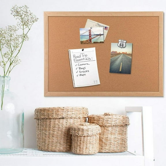 Cork Board Set - Bulletin Corkboard 16 x 12 inch Framed - Small Wall Hanging Message Memo Pin Tackboard Organizer for Home, Office, Desk and Cubicle