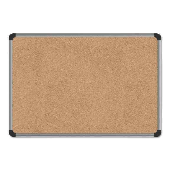 UNIVERSAL Cork Board with Aluminum Frame 24 x 18 Natural Silver Frame 43712