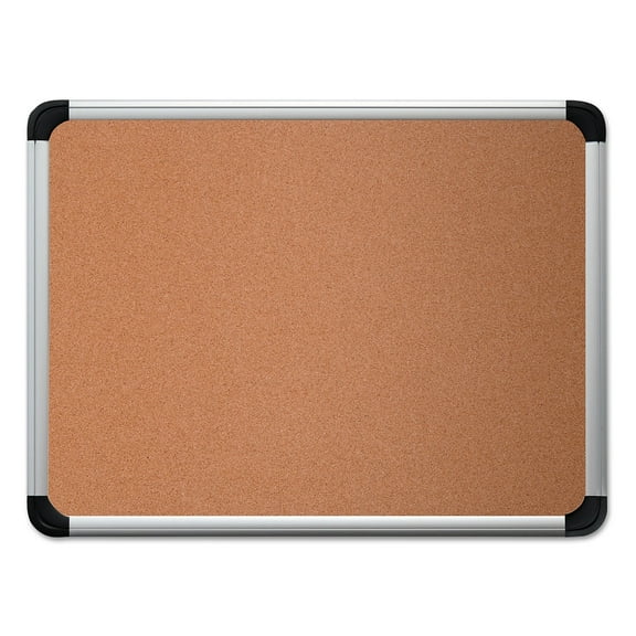 Cork Board with Aluminum Frame 36" x 24" Tan Surface Satin Aluminum Frame UNV43713