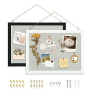 DOLLAR BOSS Bulletin Cork Boards with Linen 2-Pack 16"x12" Cork Board for Walls Rustic White & Black Wood Framed Small Bulletin Board Hanging Pin Board for Home Kitchen Office Decoration 20 Pushpins