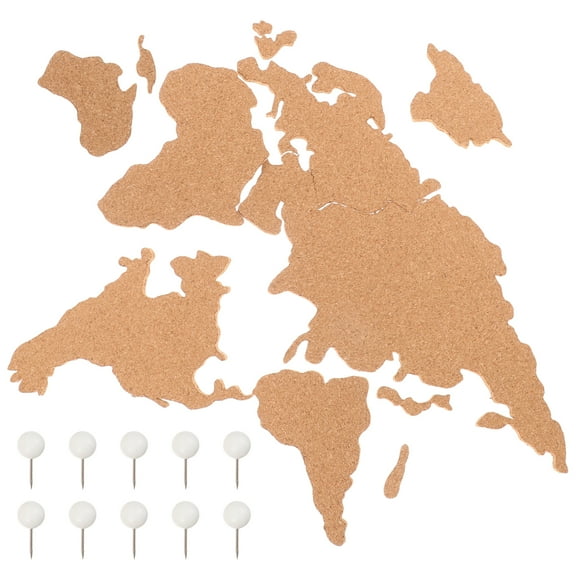 1 Set World Map Cork Board Self Adhesive Map for Wall Art Decoration