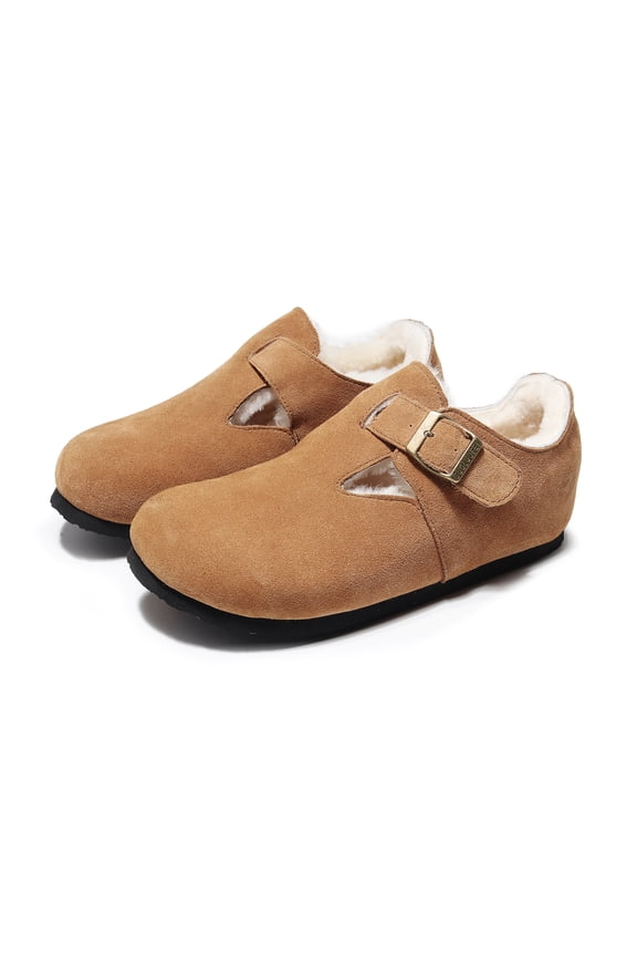 Cork Boot Clog with wool warm for Women and Men Cow Suede Leather Uppers Long-Lasting Wear for outdoor