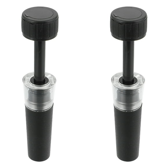 Vacuum Wine Stopper with Air Pump for Storage Use Black Plastic 2PCS