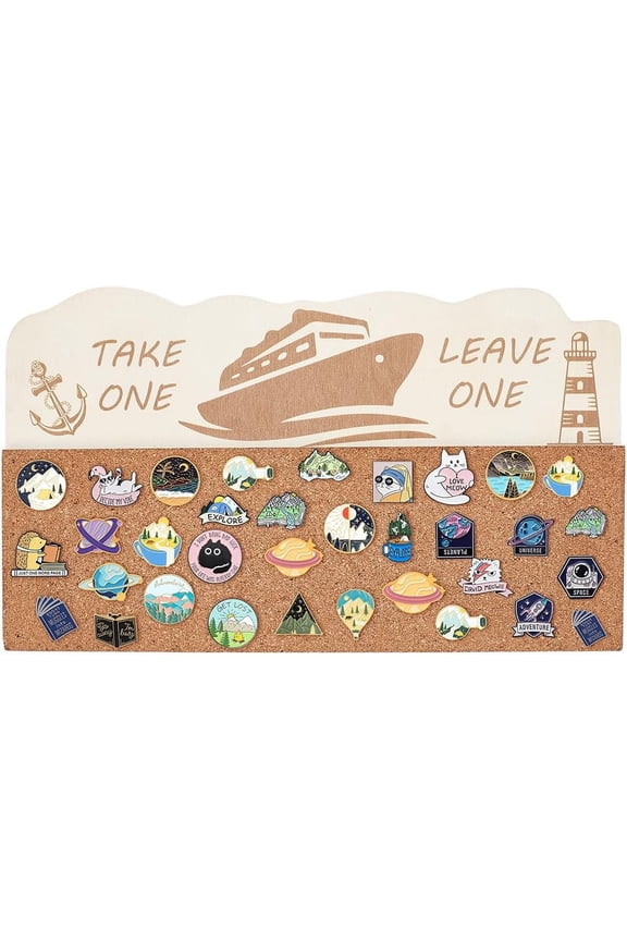 Cork Brooch Board Pin Trading Ship Lighthouse Anchor Pin Board