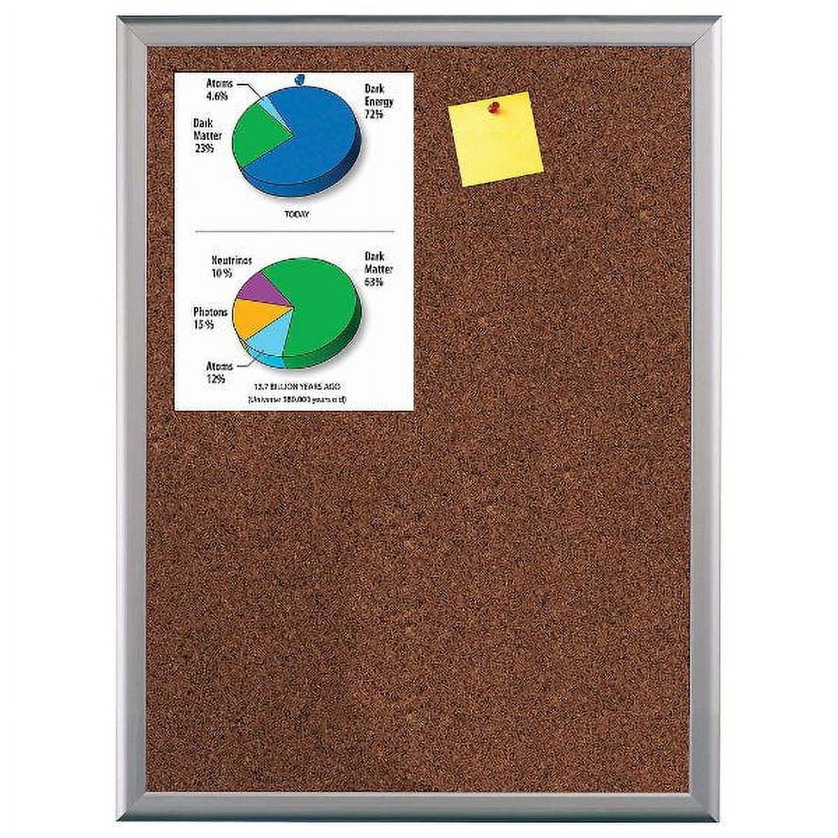 Cork Bulletin Board 16"w x 22"h Viewable Area Silver Frame