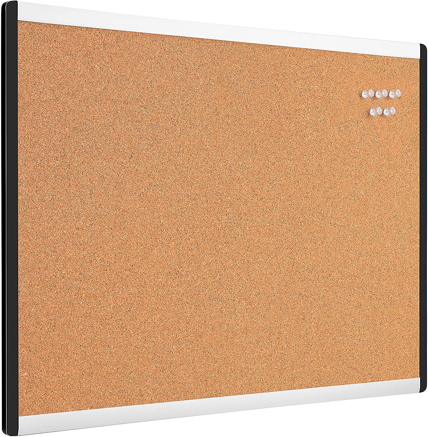 Cork Bulletin Board, 23" x 17", Lightweight, Easy to Mount, Aluminum/Plastic Frame