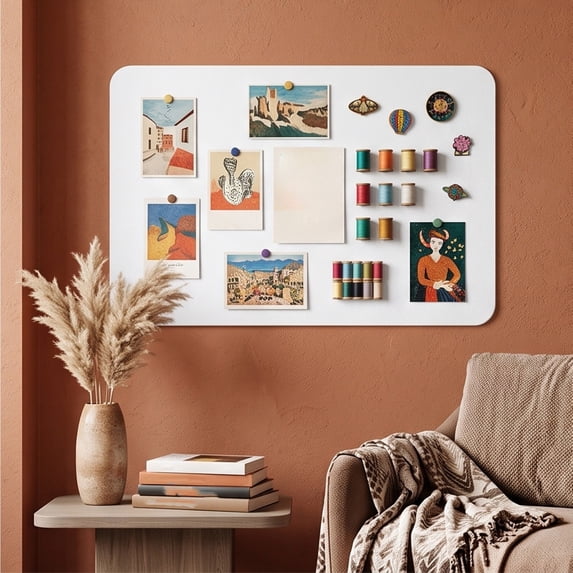 Cork Bulletin Board 23x15in Rectangle Pin Board for Wall Photo Display Memo Board with Rounded Corners Soft Polyester Fiber Surface for Pictures Notes Postcards Frameless Message Board 1 pc