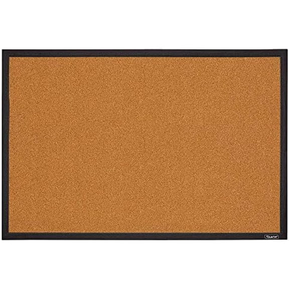 Cork Bulletin Board, Framed Corkboard, 2' x 3', Black Frame, Message Board, Vision Board (MWDB2436-BK)