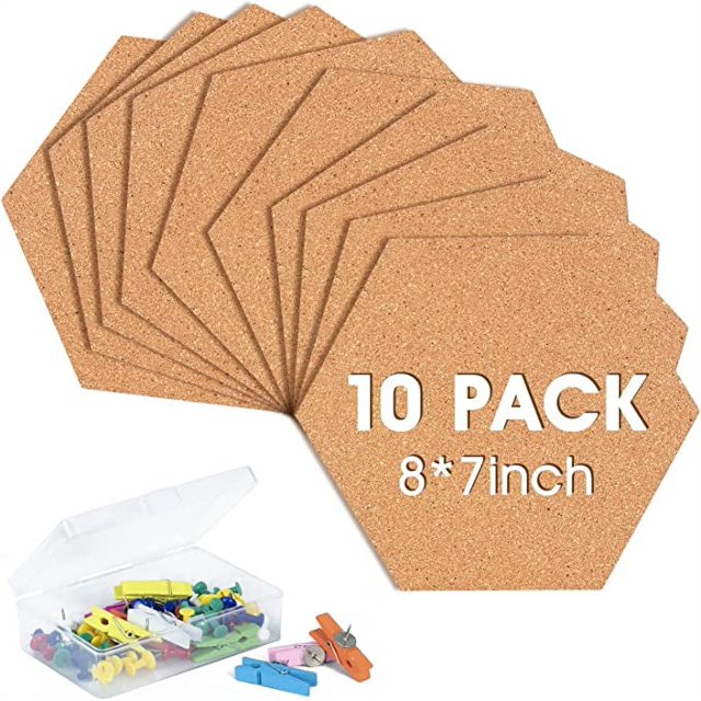Cork Bulletin Board Hexagon 1/2" Thick SelfAdhesive Cork Board Tiles