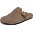 thumbnail image 1 of Cork Clogs for Women Mens Genuine Suede Leather Clogs Soft Footbed Potato Shoes with Arch Support Brown, 1 of 3